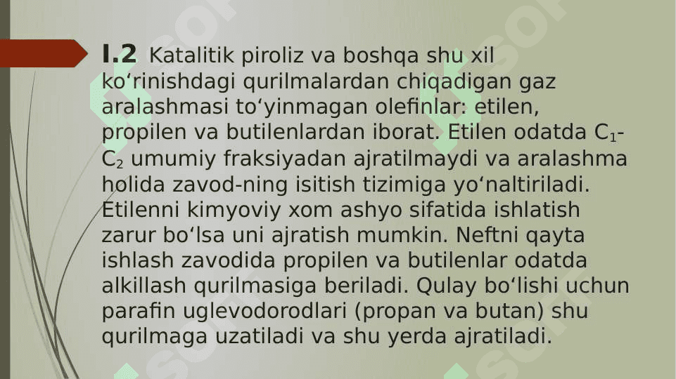 Piroliz jarayoni natijasida etilen olishning termodinamik kattaliklarini optimallash. 4