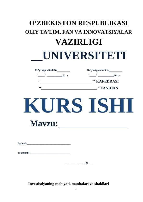 Investistiyaning mohiyati, manbalari va shakllari 1