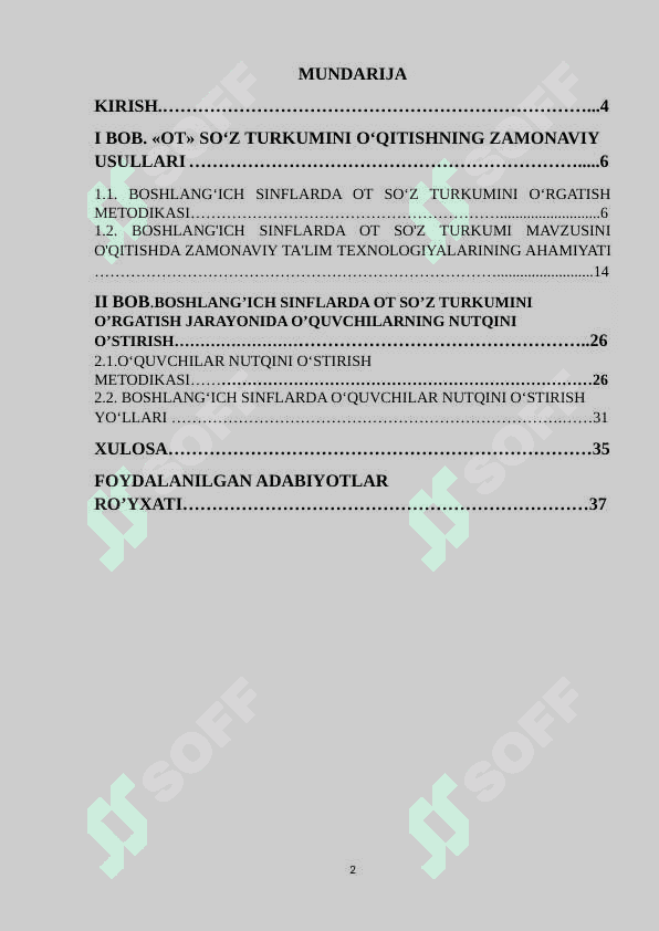 OT SO’Z TURKUMINI O’RGANISH JARAYONIDA O’QUVCHILAR NUTQINI O’STIRISH 2