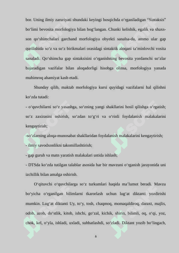OT SO’Z TURKUMINI O’RGANISH JARAYONIDA O’QUVCHILAR NUTQINI O’STIRISH 6