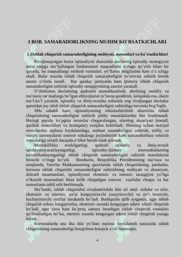Ishlab chiqarish samaradorligi - korxona faoliyatining  asosiy ko’rsatkichi sifatida 4