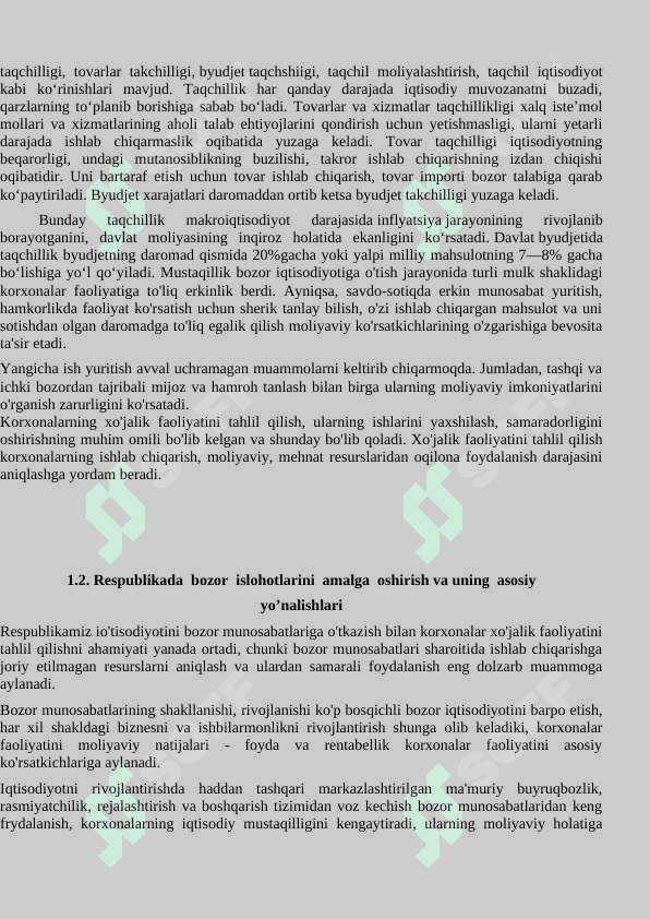Bozor iqtisodyotiga o’tish sharayotida taqchillik va uni bartaraf etish vositalari 7