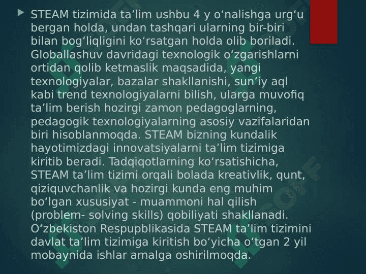 Maktabgacha ta'limda STEAM ta'lim texnologiyasidan foydalanish mohiyati 8