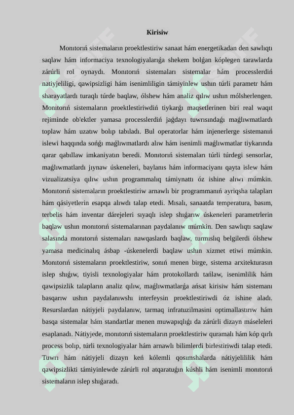 Qurılmalardı monitoring etiw sistemaların proektlestiriw 2