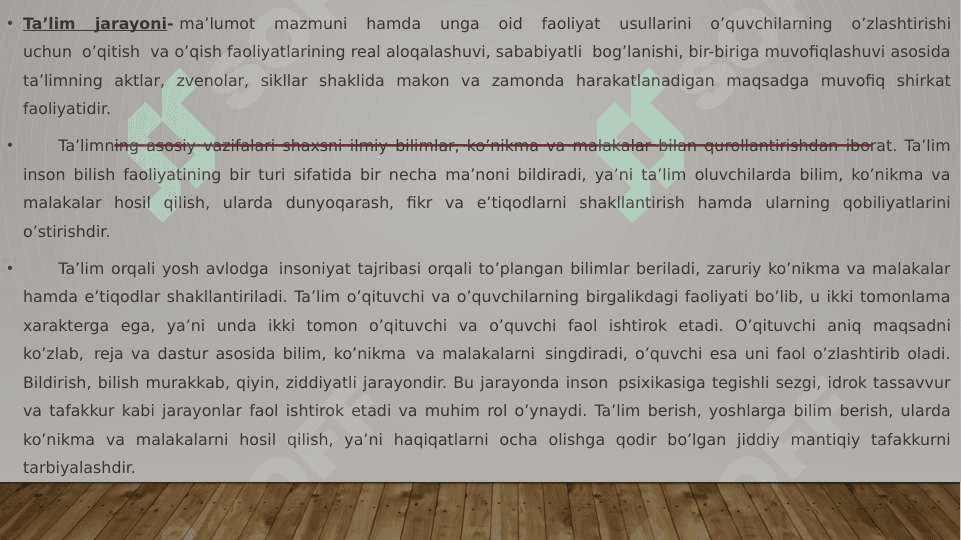 Didaktika – ta’lim nazariyasi sifatida.  Ta’lim paradigmalari 4