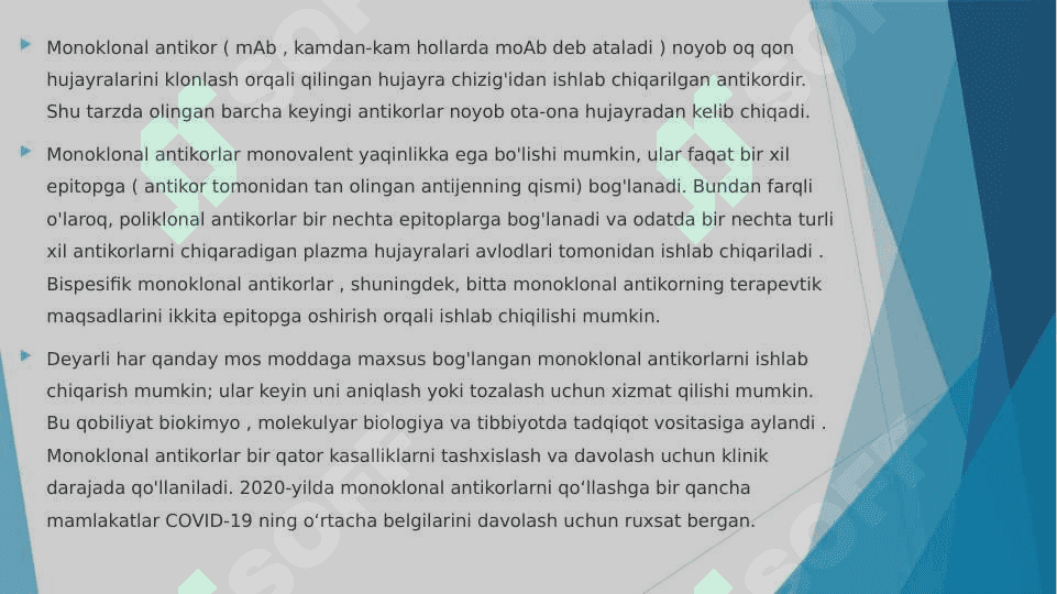 Monoklonal antitelolar olish 2