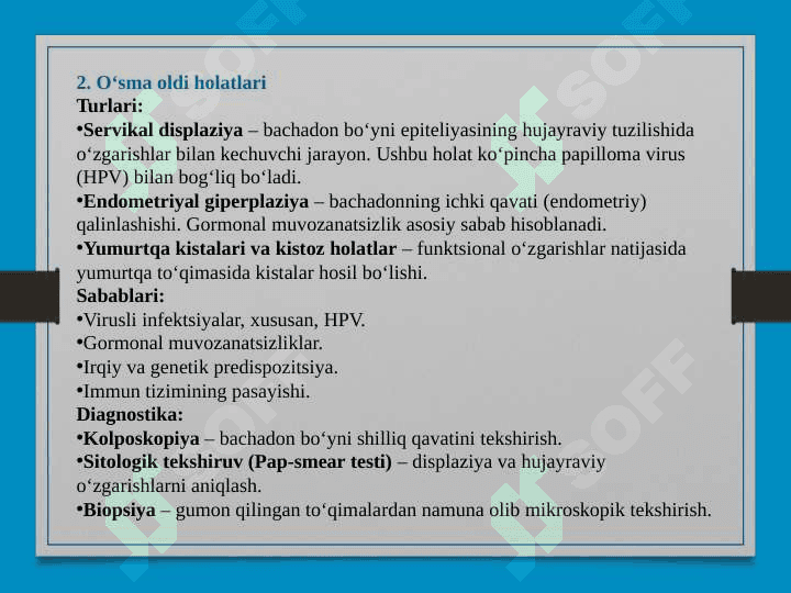 AYOLLAR JINSIY A’ZOLARIDA O’SMA OLDI VA O’SMA KASALLIKLARI 4