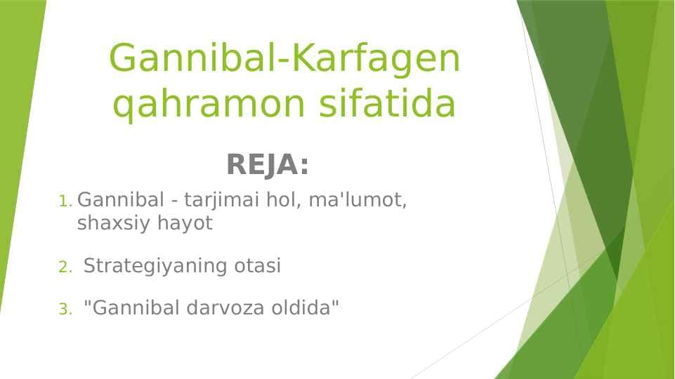 Gannibal-Karfagen qahramon sifatida