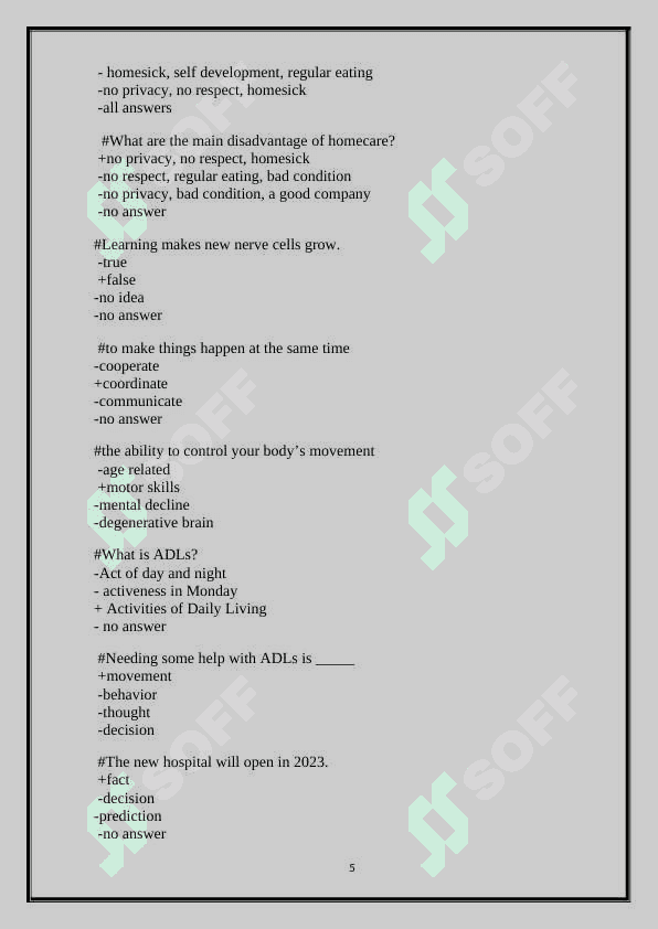 INGLIZ TILIDA TIBBIYOT TESTLARI - MEDICAL TESTS IN ENGLISH 5