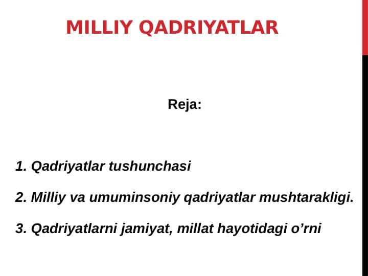 MILLIY QADRIYATLAR