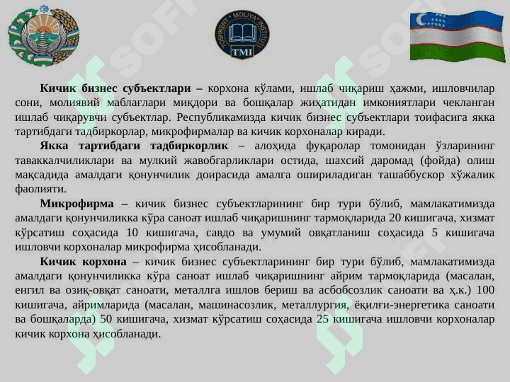 TIJORAT BANKLARI TOMONIDAN KICHIK BIZNES VA TADBIRKORLIK SUBYEKTLARINI KREDITLASH 5