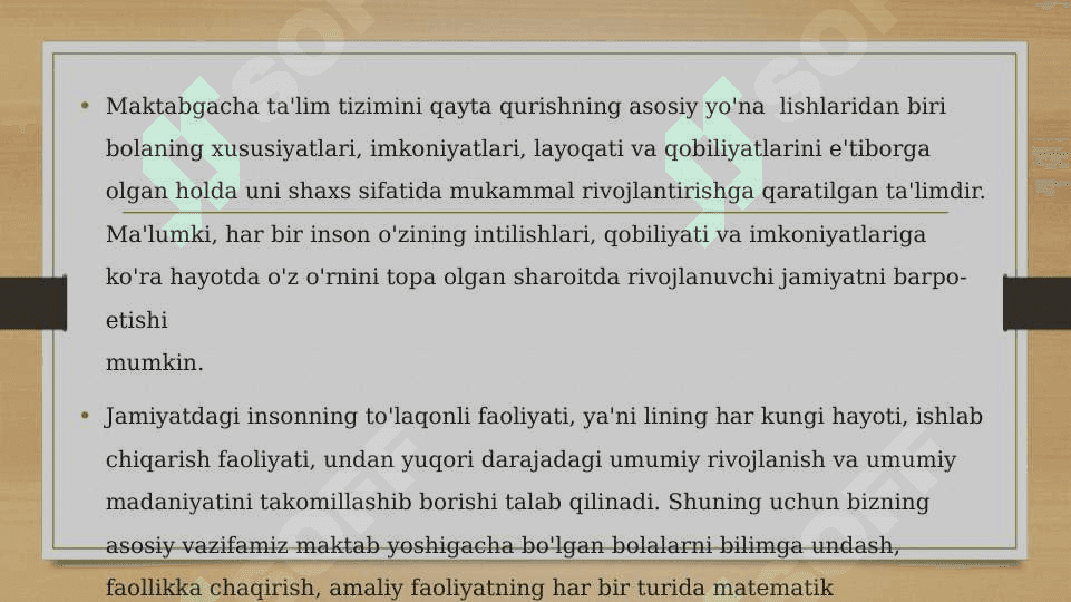 Maktabgacha yoshidagi bolalarni har tomonlama rivojlantirish va ularni maktabga tayyorlashda matematik bilimlarning ro`li 2
