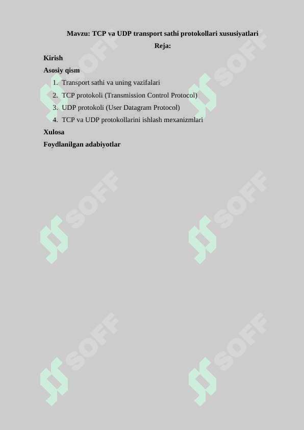 TCP va UDP transport sathi protokollari xususiyatlari 2