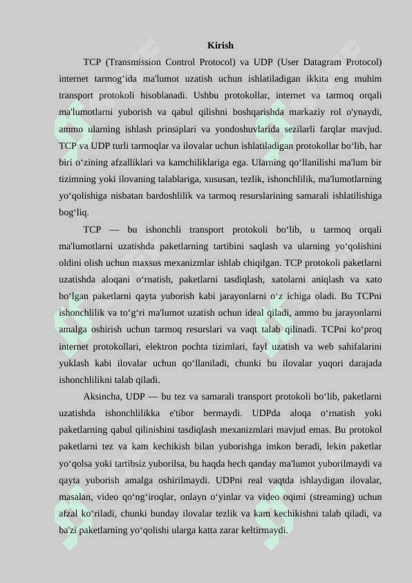 TCP va UDP transport sathi protokollari xususiyatlari 3