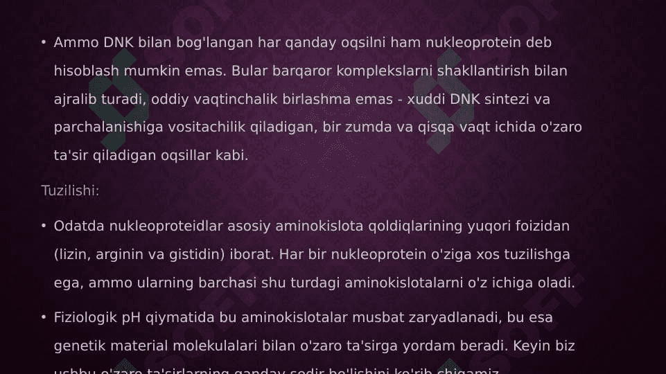 odam va hayvon, òsimlik uchun nukleoproteidlar 3