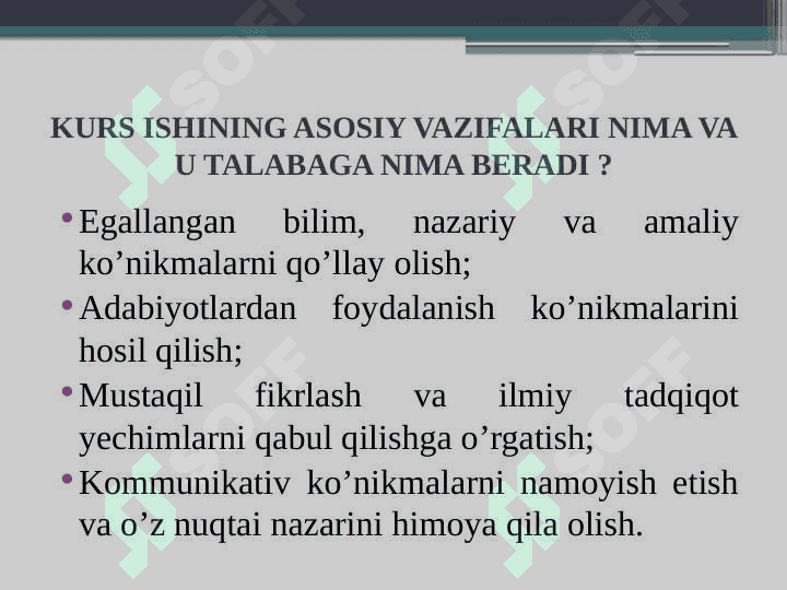 KURS ISHINI YOZISH BO’YICHA TAQDIMOT 2