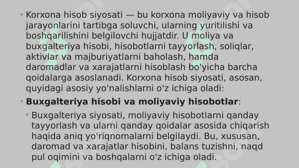 Korxona hisob siyosatini o'rganish 3