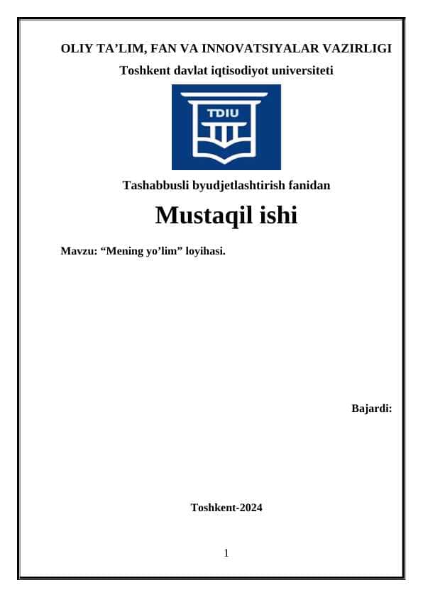 “Mening yo’lim” loyihasi. 1