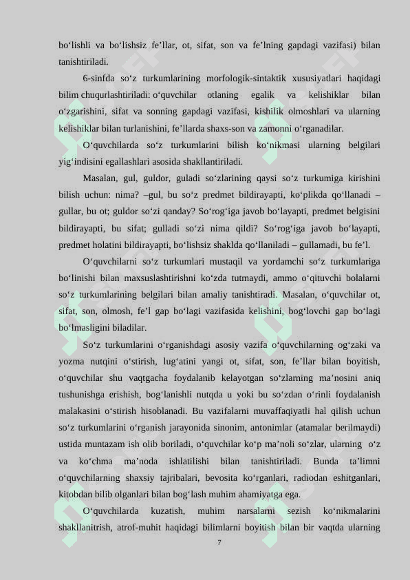 Ot so‘z turkumini o‘rganish metodik 7
