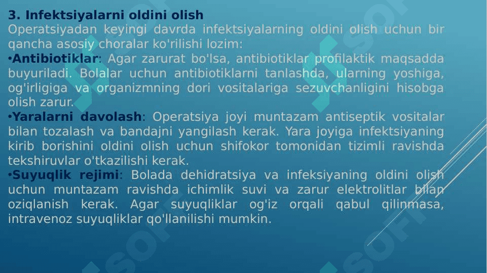 BEMOR BOLALARNI OPERATSIYADAN SO’NGGI DAVRDA PARVARISH QILISH QOIDALARI 5