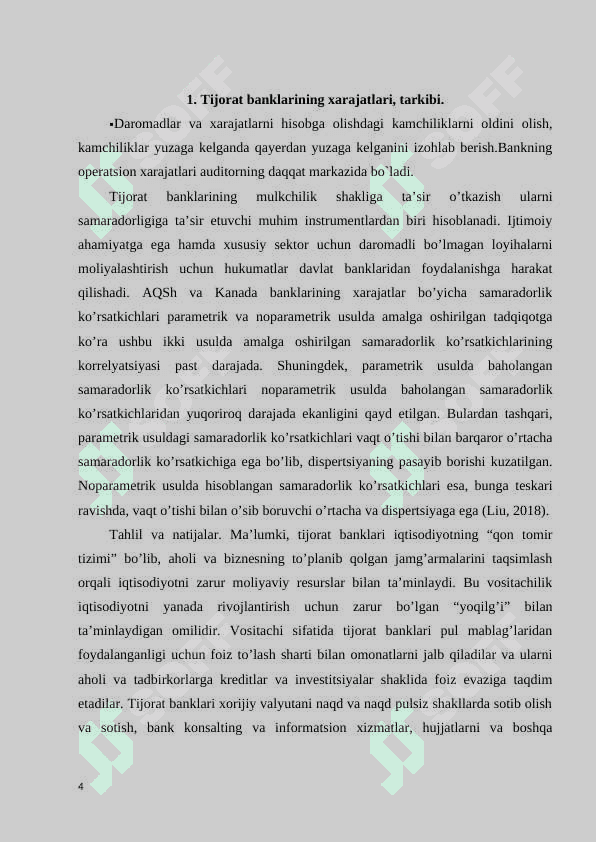 Tijorat banklarini foizli va foizsiz xarajatlari tahlili 4
