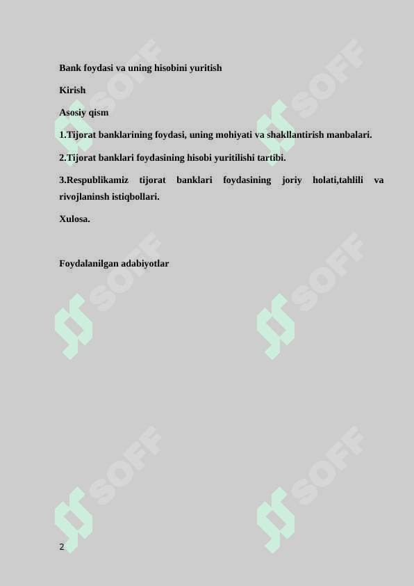Bank foydasi va uning hisobini yuritish 2