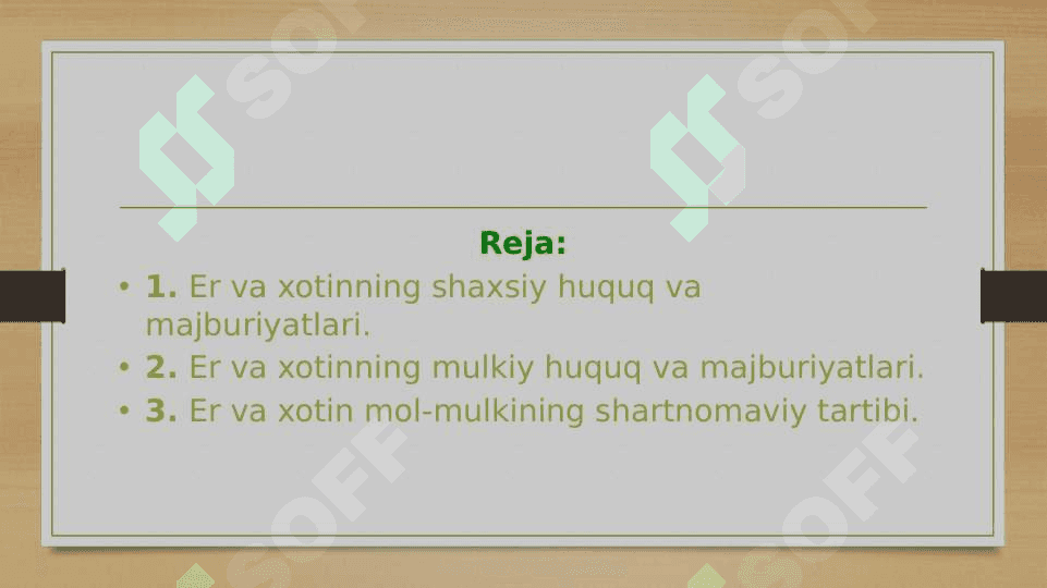Er va xotinning huquq va majburiyatlari 2