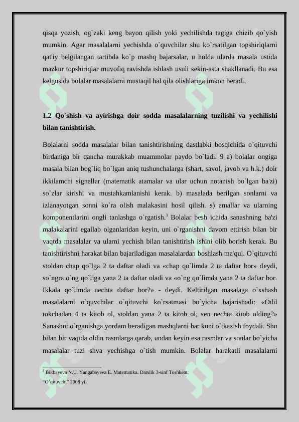 Boshlang’ich sinf matematika darslarida sodda va murakkab masalalar yechishga o’rganish 7