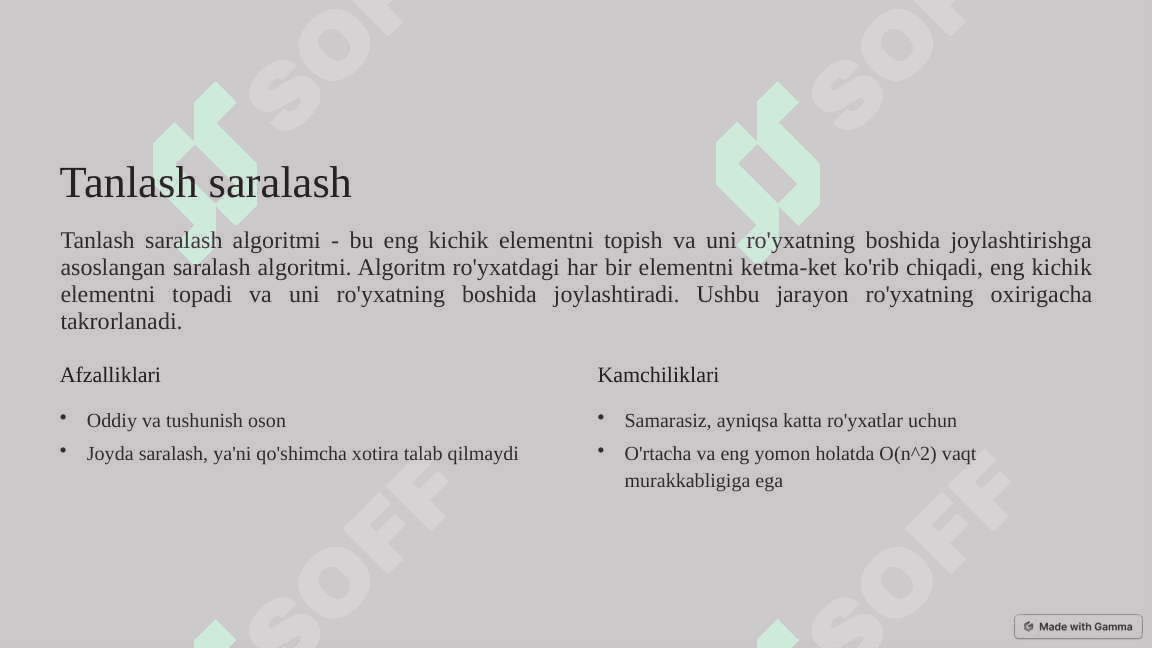 Ma’lumotlarni saralash algoritmlari 2
