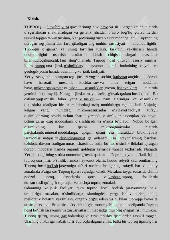 Tuproqning tarkibi uning mineral va suyuq qismlari oziq elementlari manbai sifatida 2