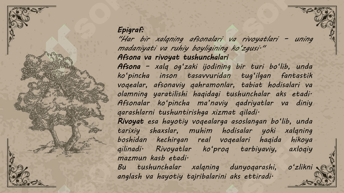 AFSONA VA ULARNING TURLARI 3