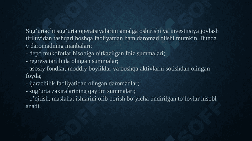 Sug’urta tashkilotlarining moliyaviy faoliyati va uning barqarorligini ta’minlash yo’llari 3