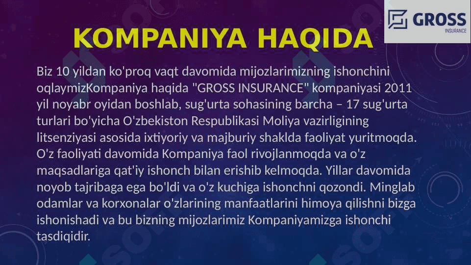 GROSS SUG’URTA KOMPANIYASI 2