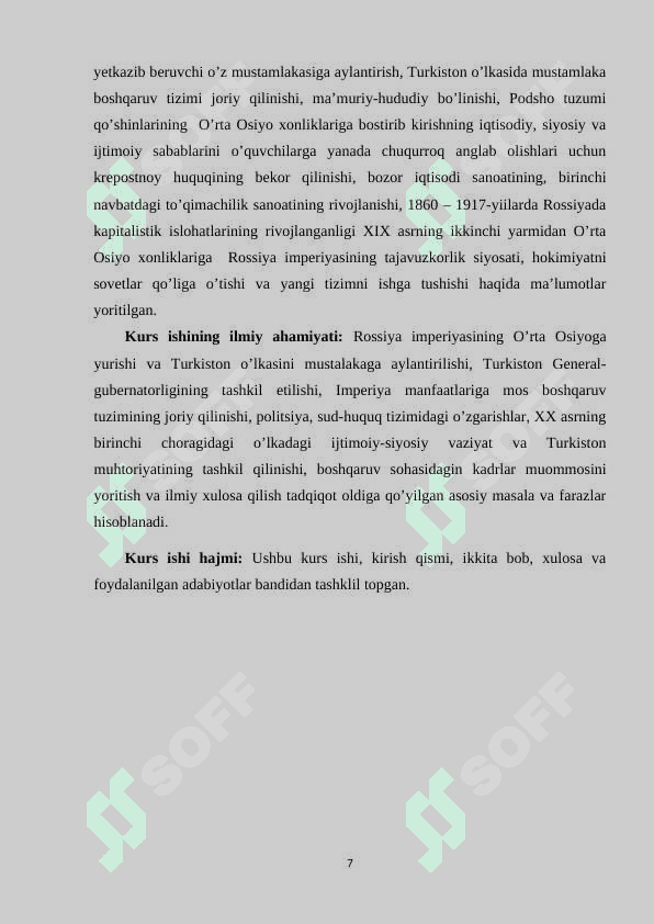 Rossiya Imperiyasining Turkistondagi Mustamlaka Ma’muriy-Boshqaruv Siyosatining Mohiyati 7