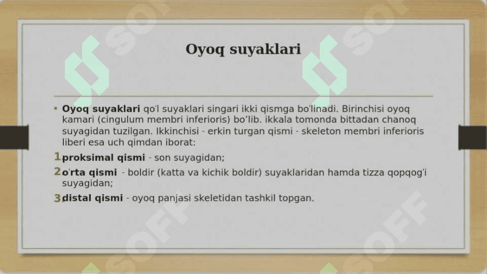 Chanoq va oyoq suyaklarining yoshga nisbatan xususiyatlari.Sport va mehnat faoliyatini chanoq va oyoq suyaklarigata'siri, rivojlanish nuqsonlari Kalla suyaklariningrentgenanatomiyasi 5