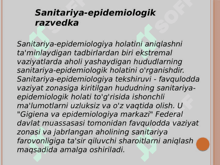 Sanitariya-epidemiologik razvetka. Bakteriologik razvetka. 2