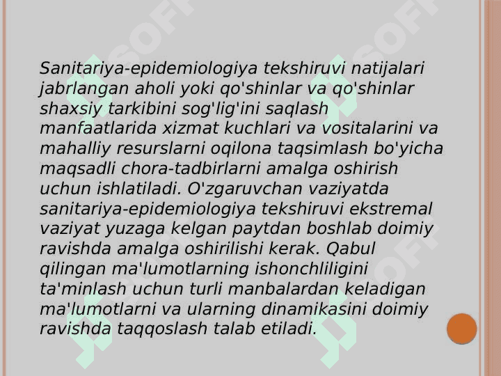 Sanitariya-epidemiologik razvetka. Bakteriologik razvetka. 4