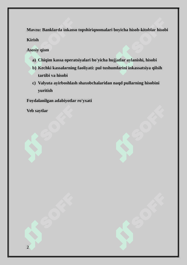 Banklarda inkasso topshiriqnomalari boyicha hisob-kitoblar hisobi 2