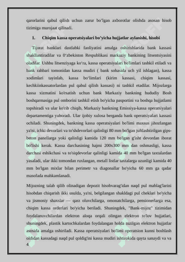 Banklarda inkasso topshiriqnomalari boyicha hisob-kitoblar hisobi 4