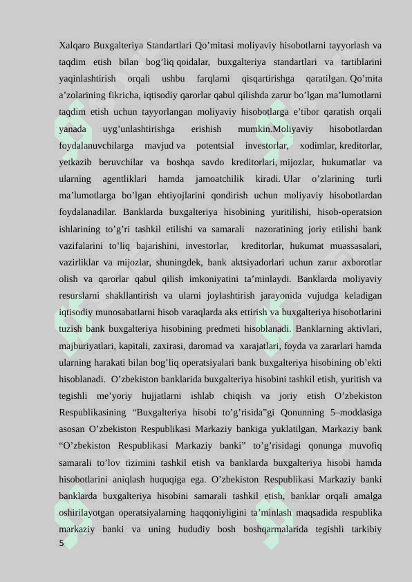 Buxgalteriya hisobi xalqaro standartlarining modellari va ularning amaliyotda qo’llanilishi 5