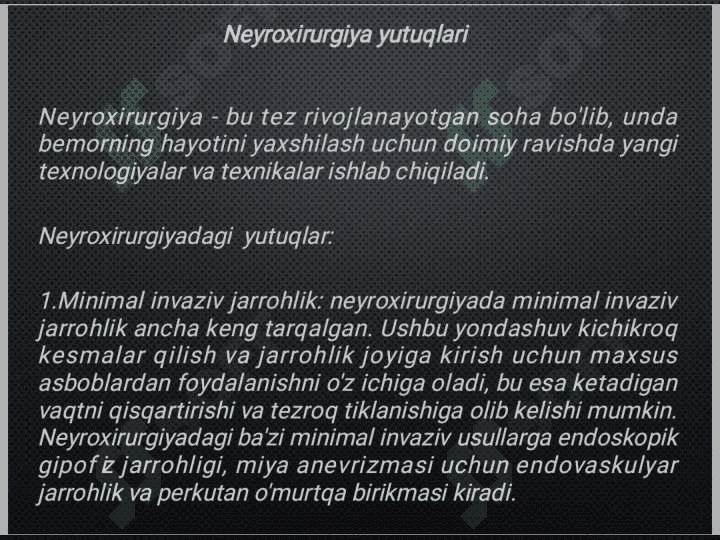 Neyroxirurgiyada qo'lga kiritilgan yutuqlar.Kraniotomiya va kranioplastika 3
