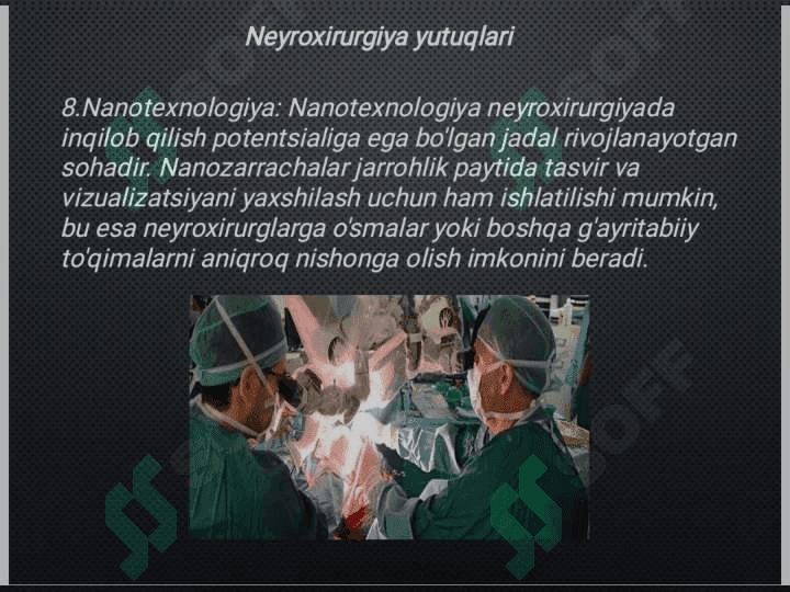 Neyroxirurgiyada qo'lga kiritilgan yutuqlar.Kraniotomiya va kranioplastika 7