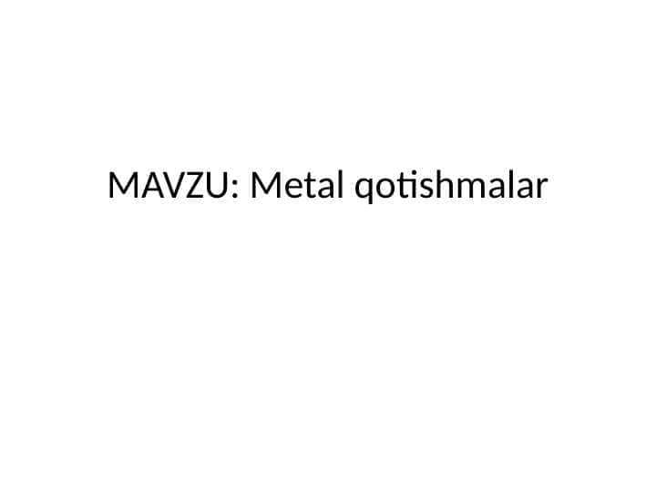 Metal qotishmalar