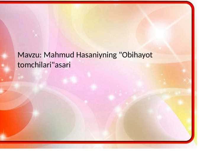 Muhammad Husaynning Obi hayot tomchilari