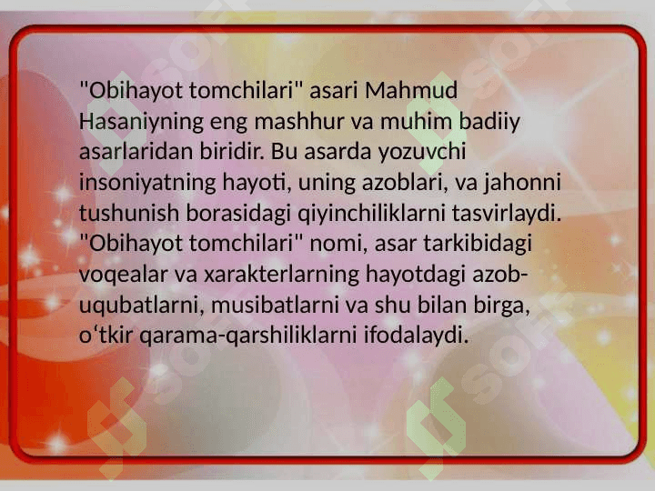 Muhammad Husaynning Obi hayot tomchilari 4