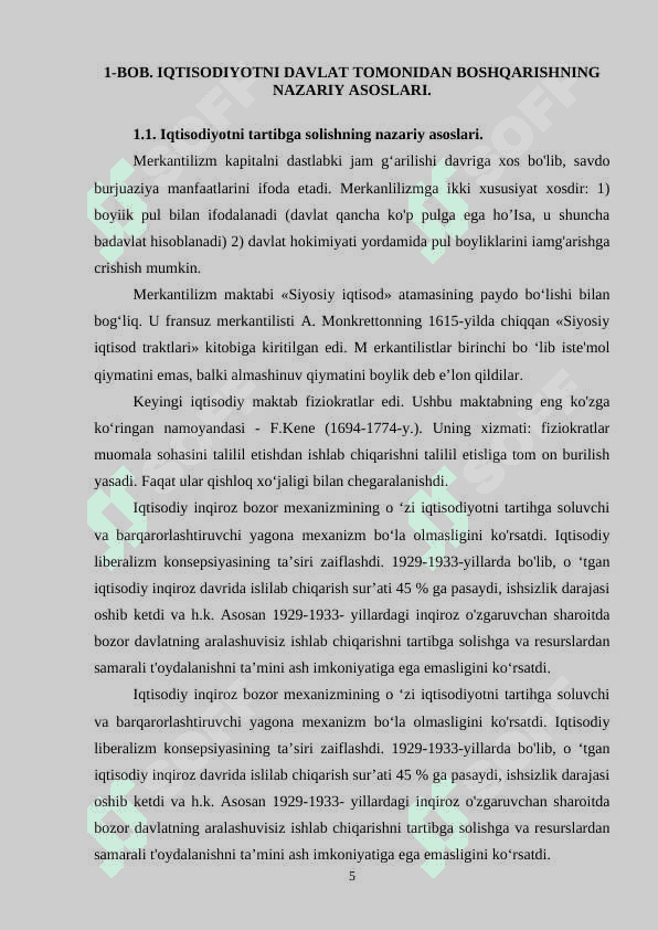 IQTISODIYOTNI DAVLAT TOMONIDAN TARTIBGA SOLISHNING MOHIYATI VA ZARURLIGI. 5