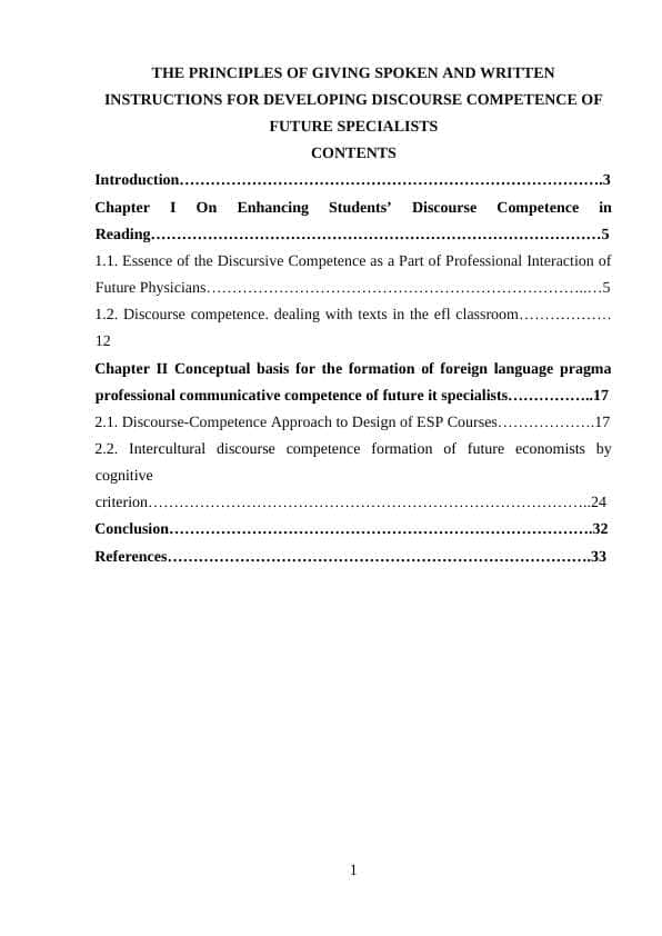 THE PRINCIPLES OF GIVING SPOKEN AND WRITTEN INSTRUCTIONS FOR DEVELOPING DISCOURSE COMPETENCE OF FUTURE SPECIALISTS