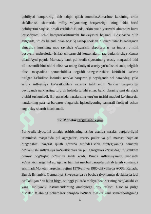 Pul muomalasi .Kredit tizimi va banklar 6