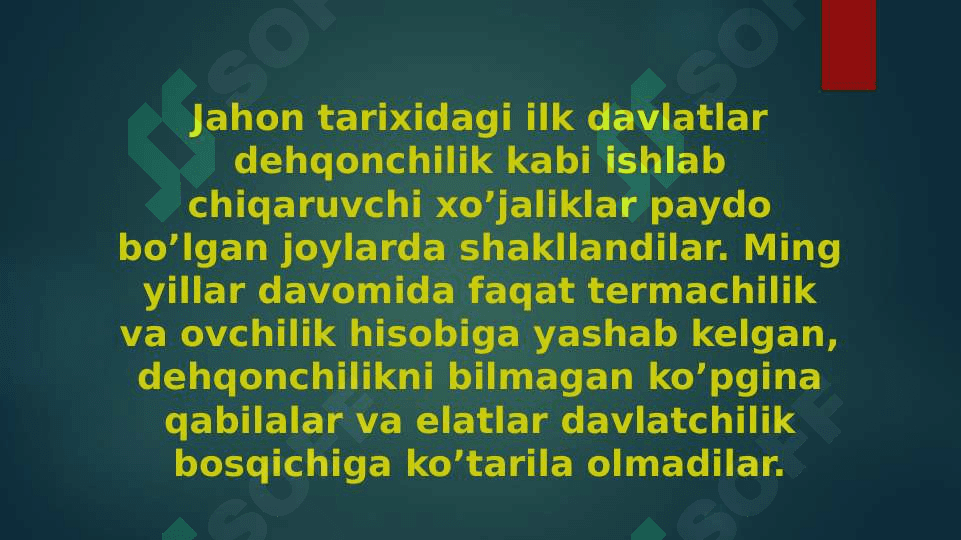 Shaharlarning vujudga kelishi va ularning davlatlarini tashkil topishining oʻrni 5
