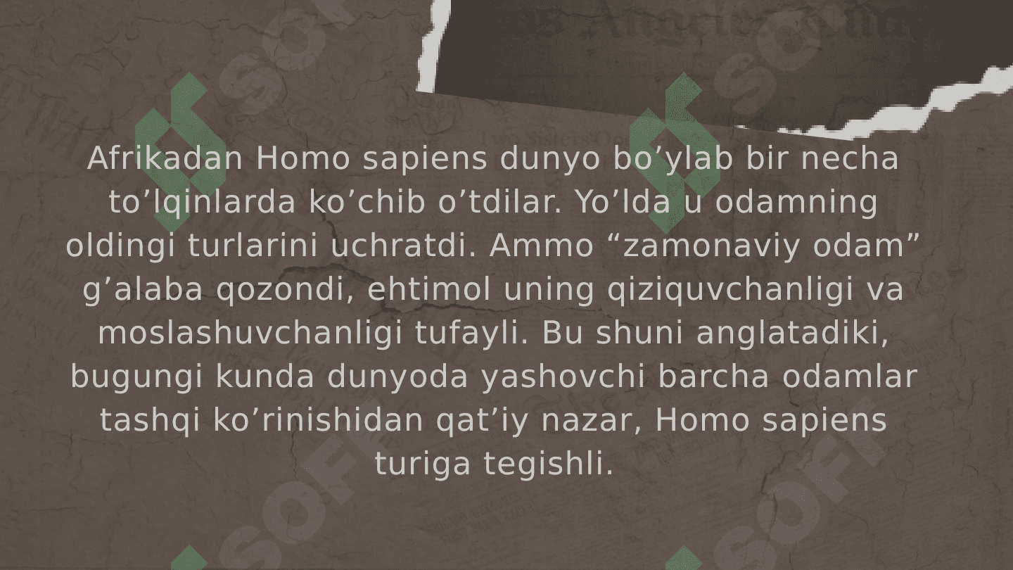Zamonaviy odamning paydo boʻlishi va rivojlanishi 8
